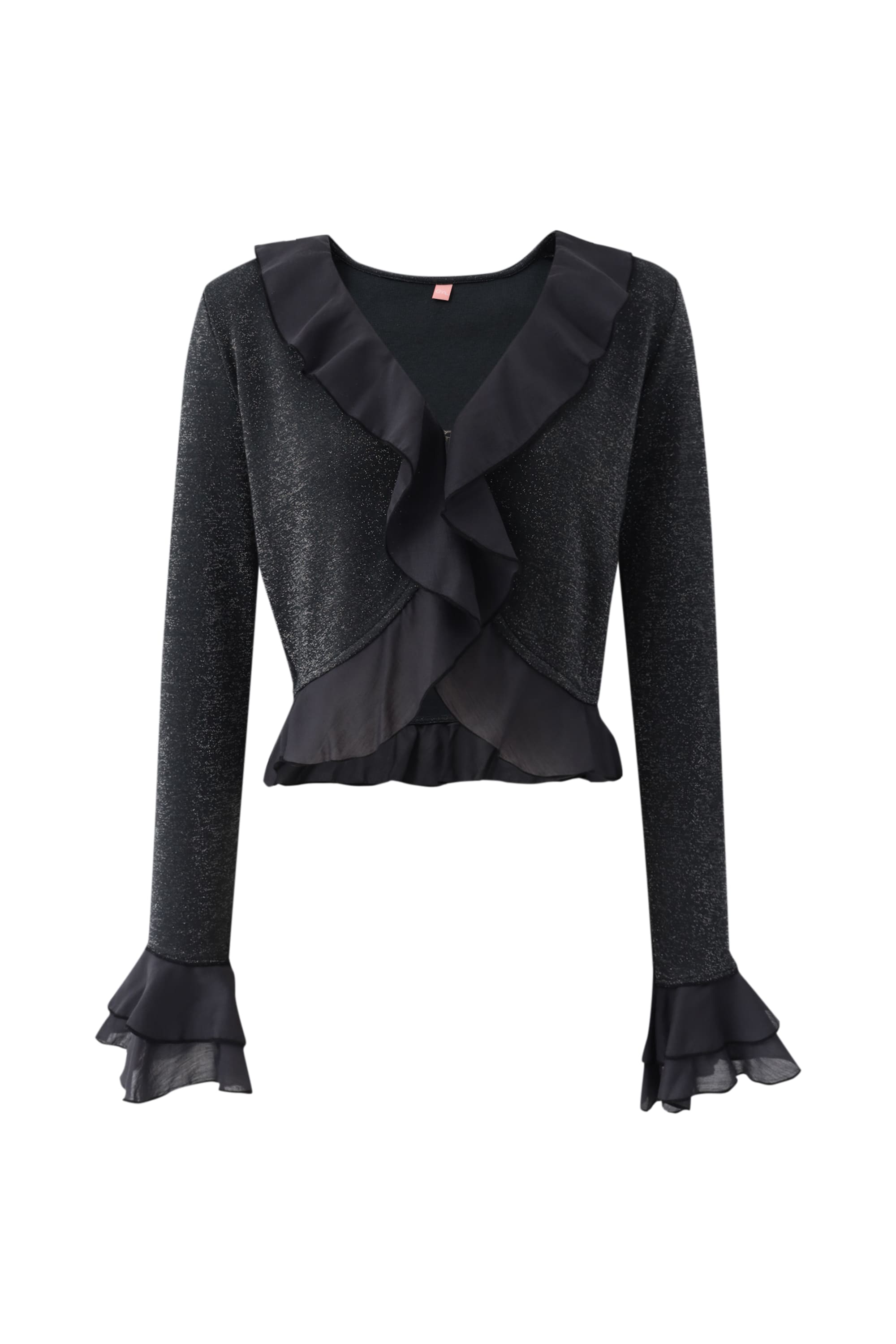 Glitter ruffle cardigan (Black)