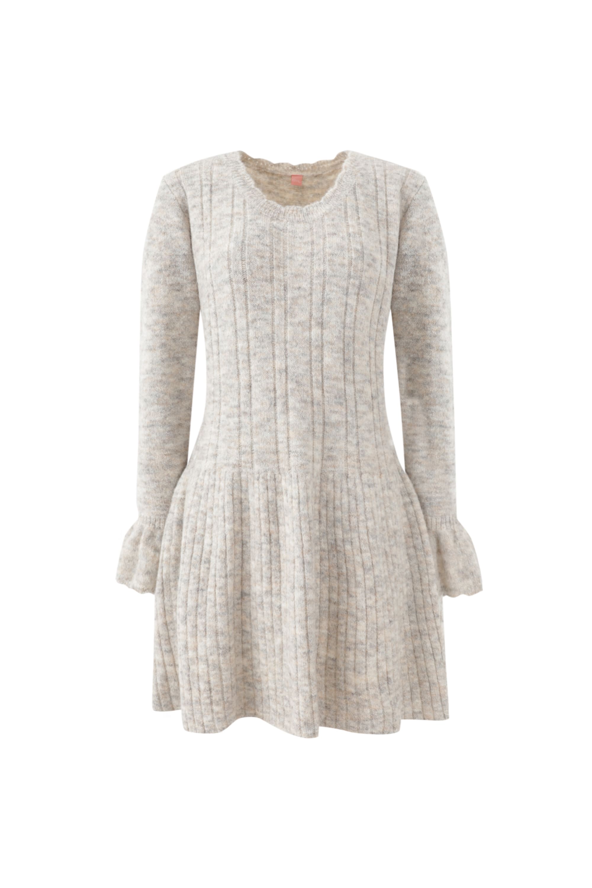 Frill u-neck knit ops(Sherbet ivory)