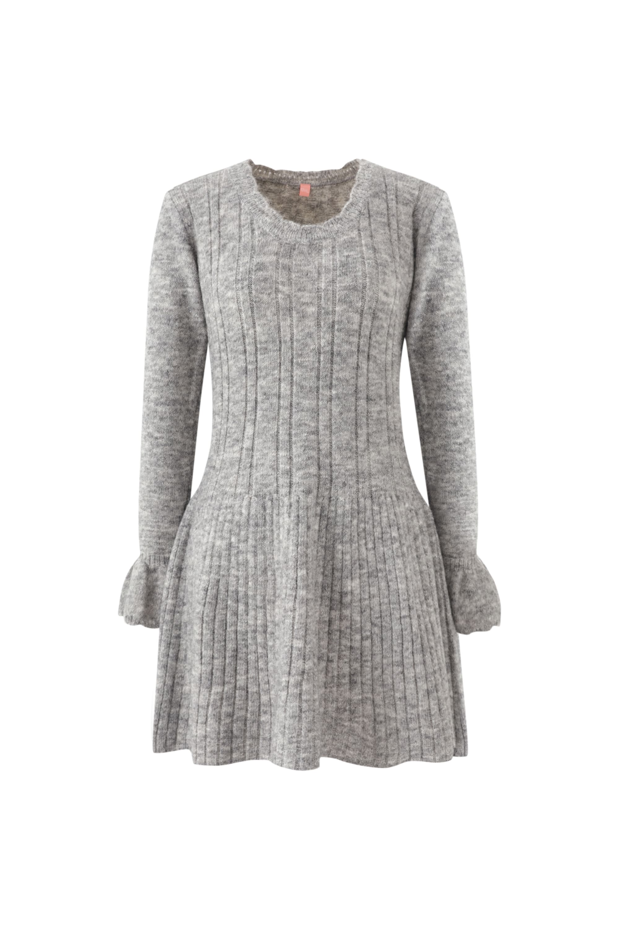 Frill u-neck knit ops(Cloud gray)