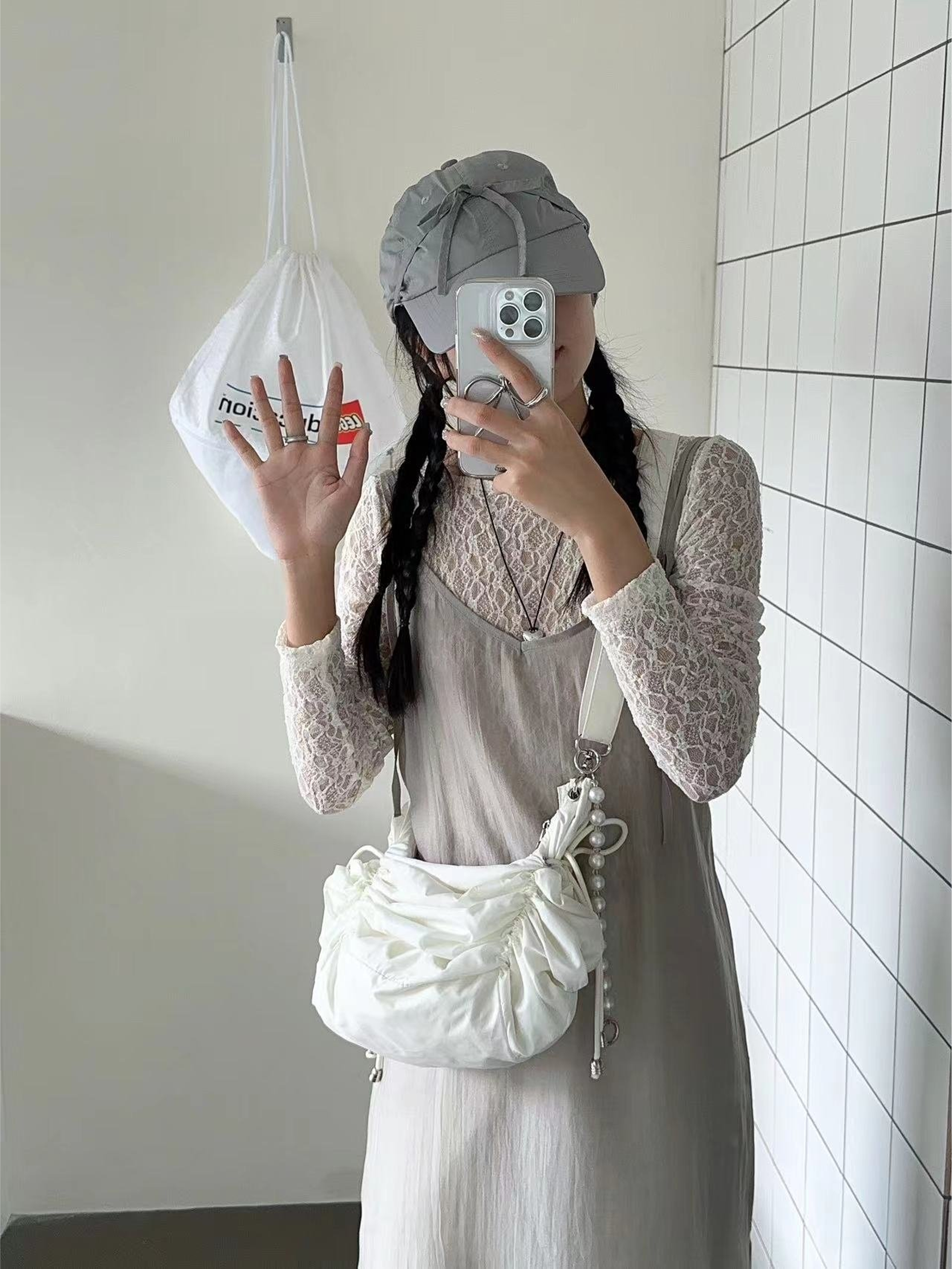 Woman shirring bag