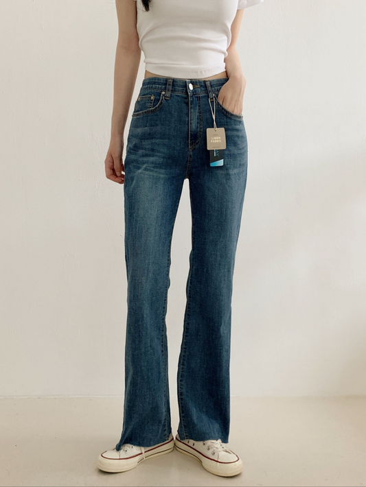 Linen coolmax span semi bootcut denim