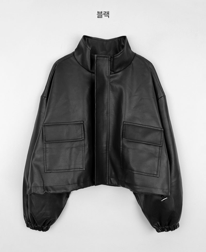 Burning leather zip-up jacket
