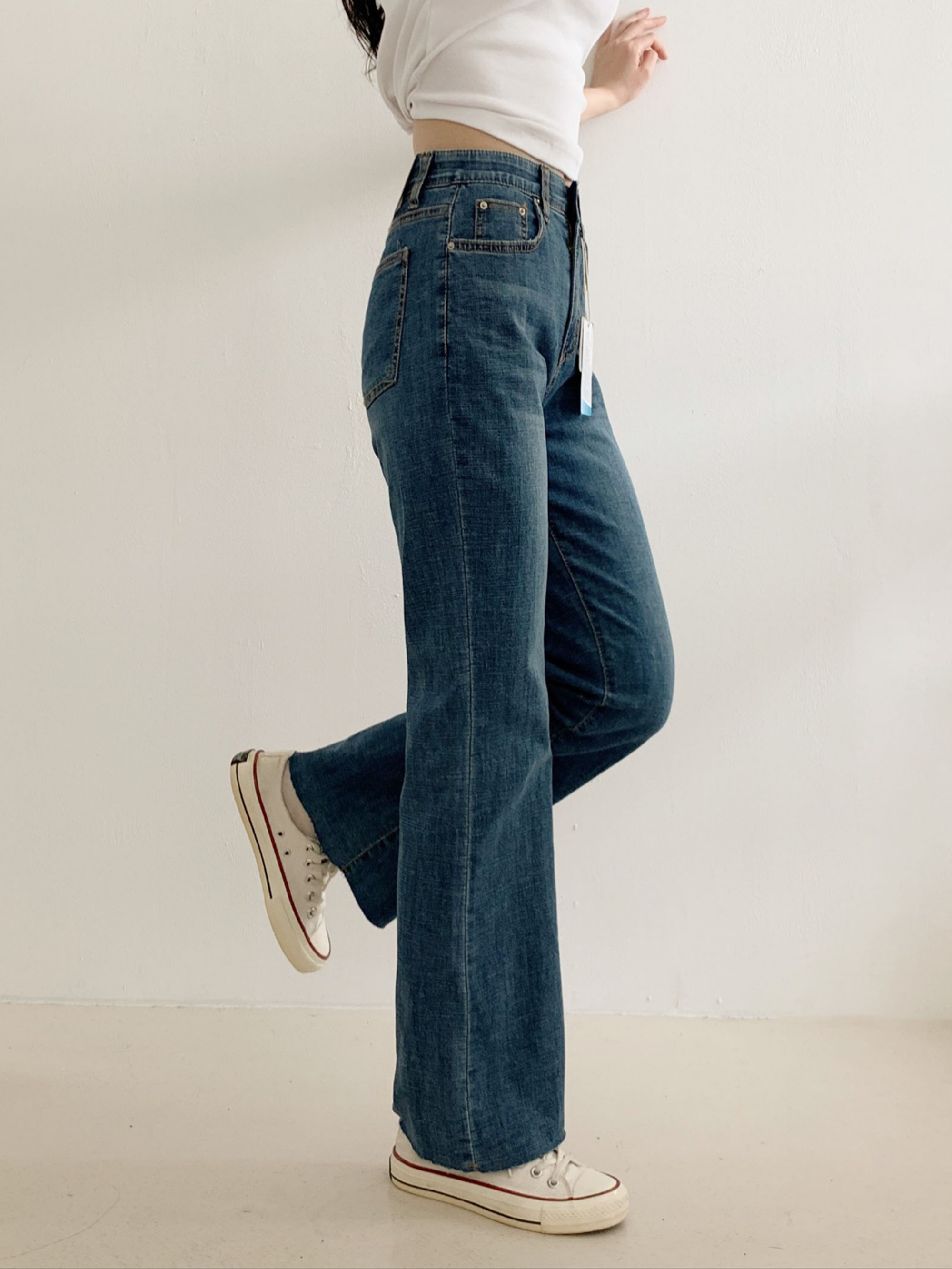 Linen coolmax span semi bootcut denim