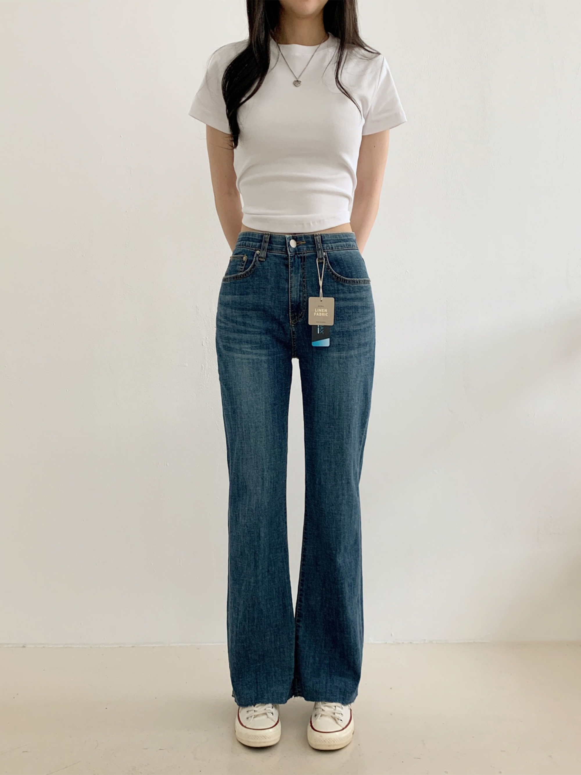 Linen coolmax span semi bootcut denim