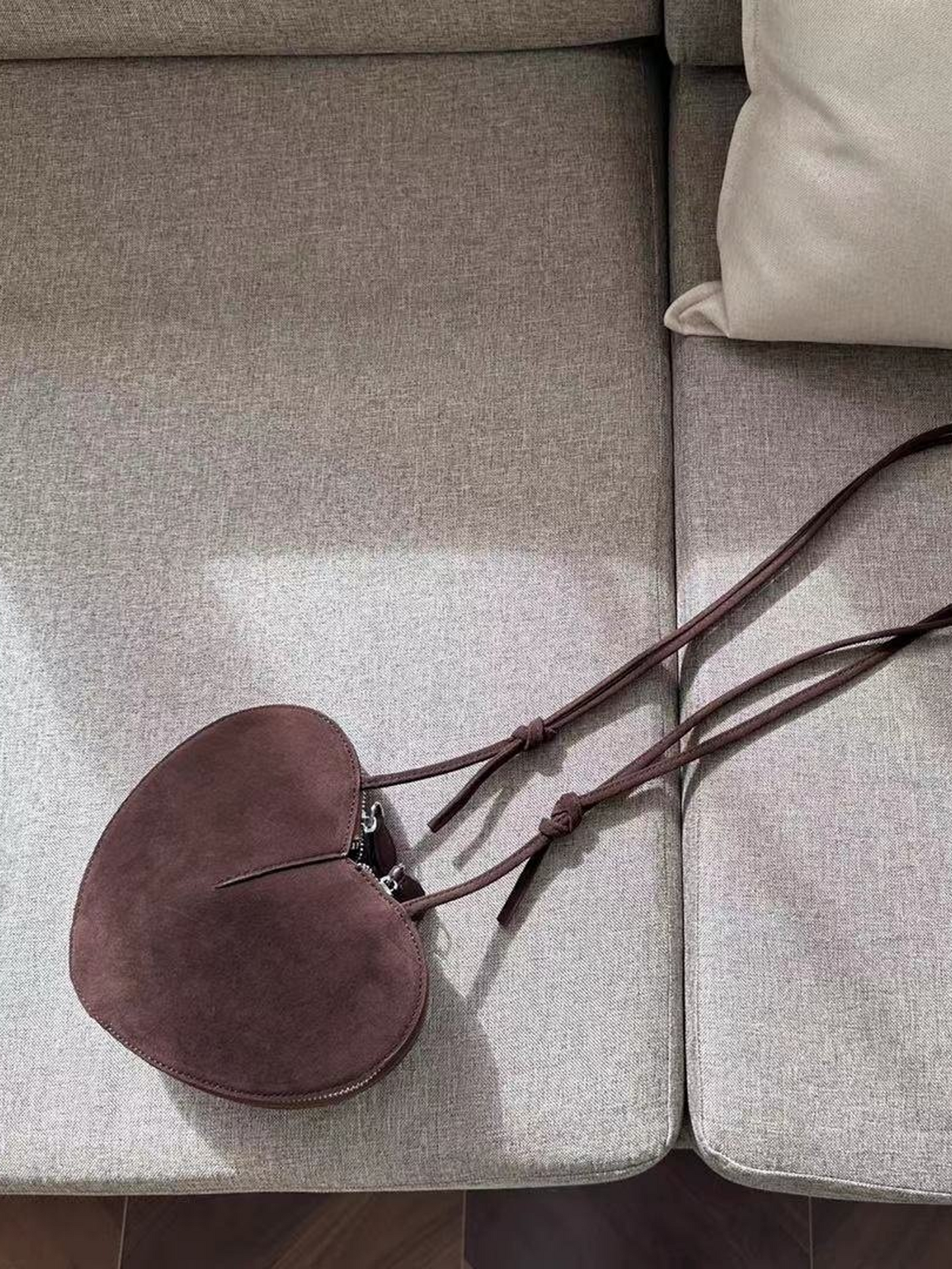 Heart suede shoulder bag