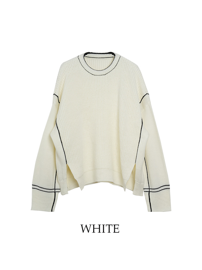 Line crewneck long sleeve knit