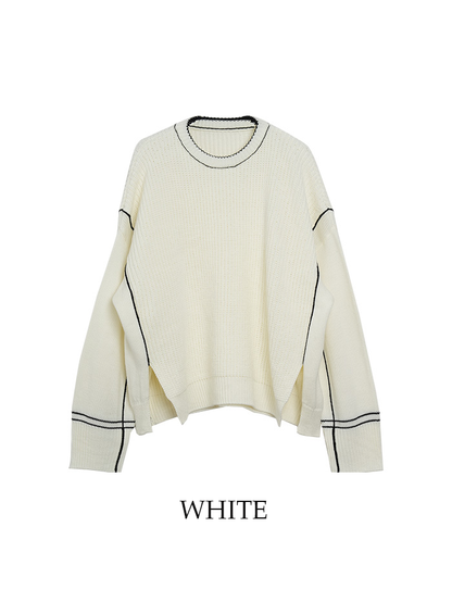 Line crewneck long sleeve knit