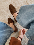 Real cowhide gold logo lauren penny loafers