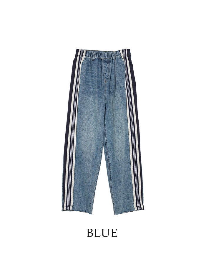 Side line waist banding denim