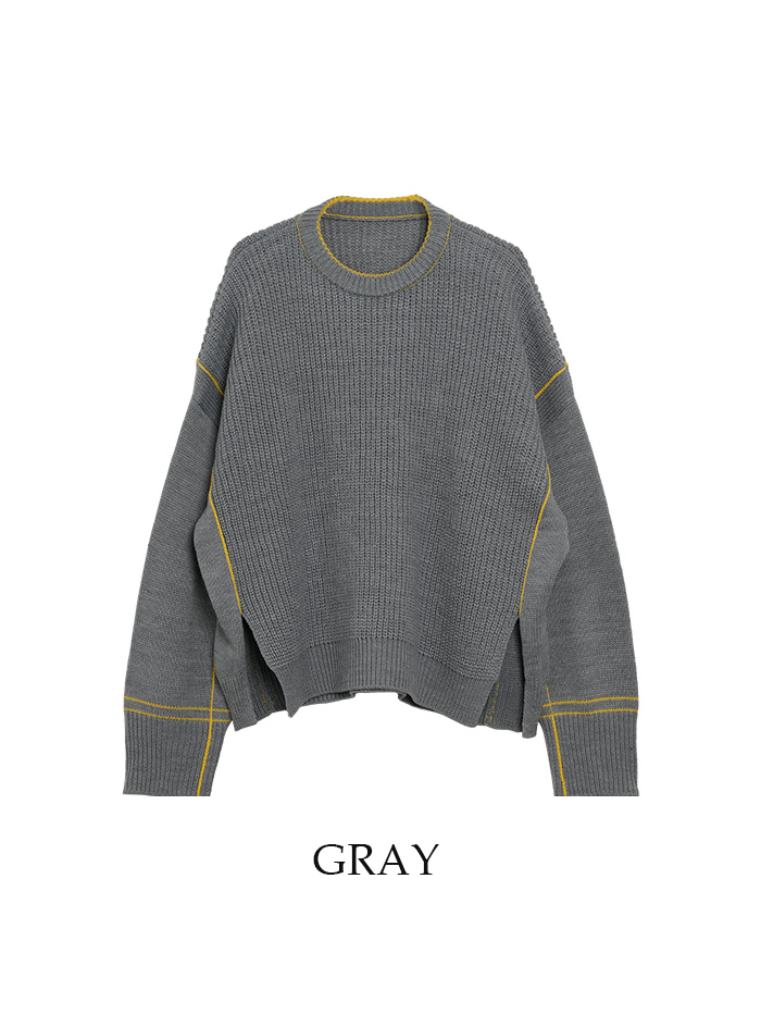 Line crewneck long sleeve knit