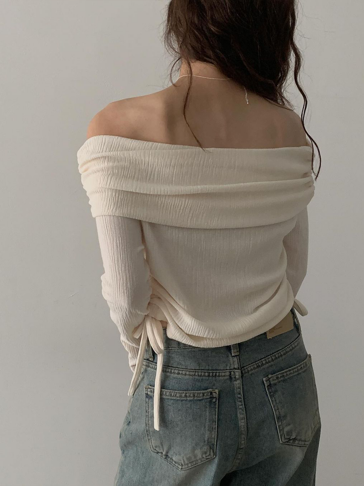 Clean off shoulder tee