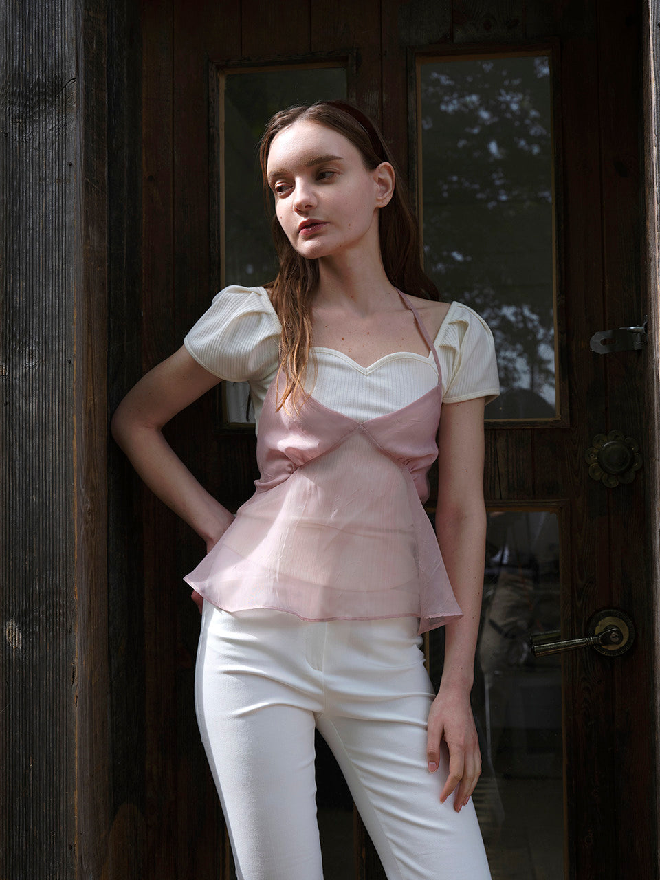 See-Through bustier top (Neutral pink)