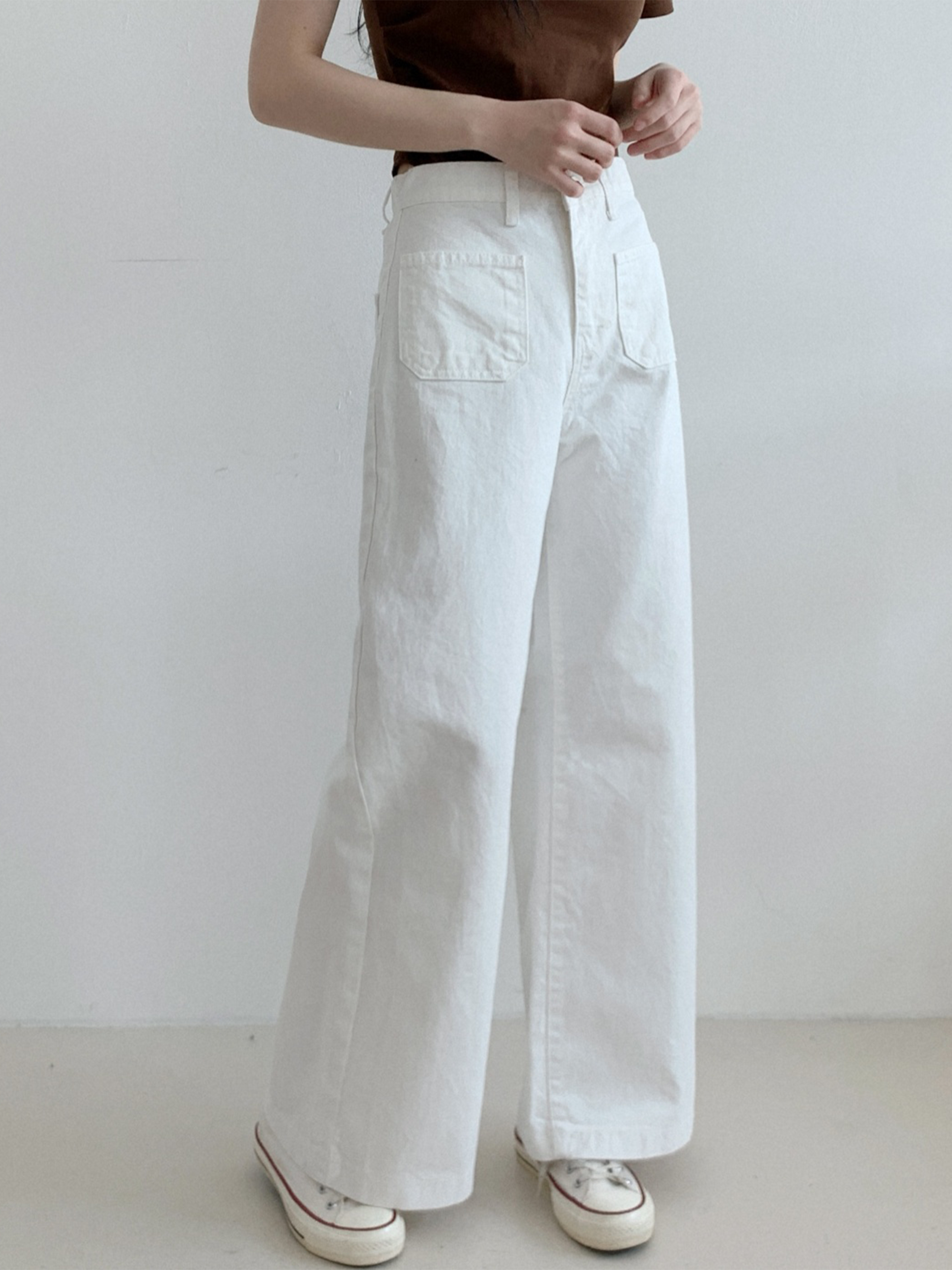 Back banding realwide pocket denim