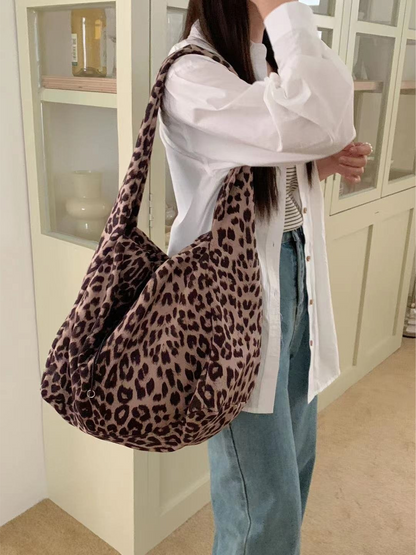 Leopard one-shoulder tote