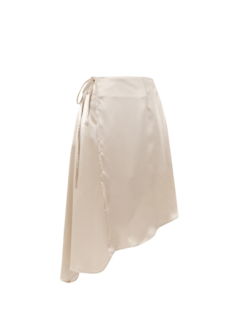 Silk unbalanced wrap skirt (Shine beige)