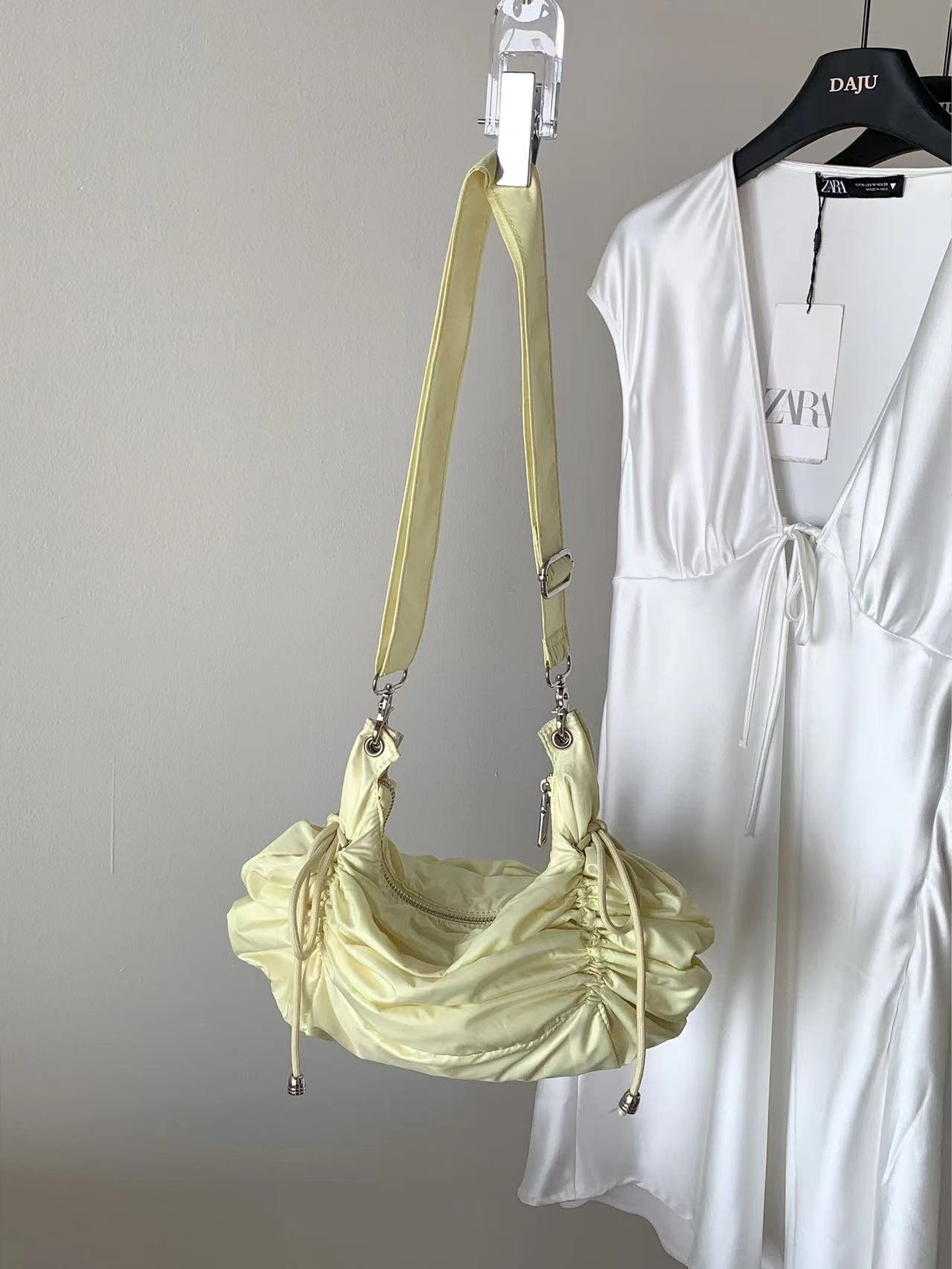 Woman shirring bag