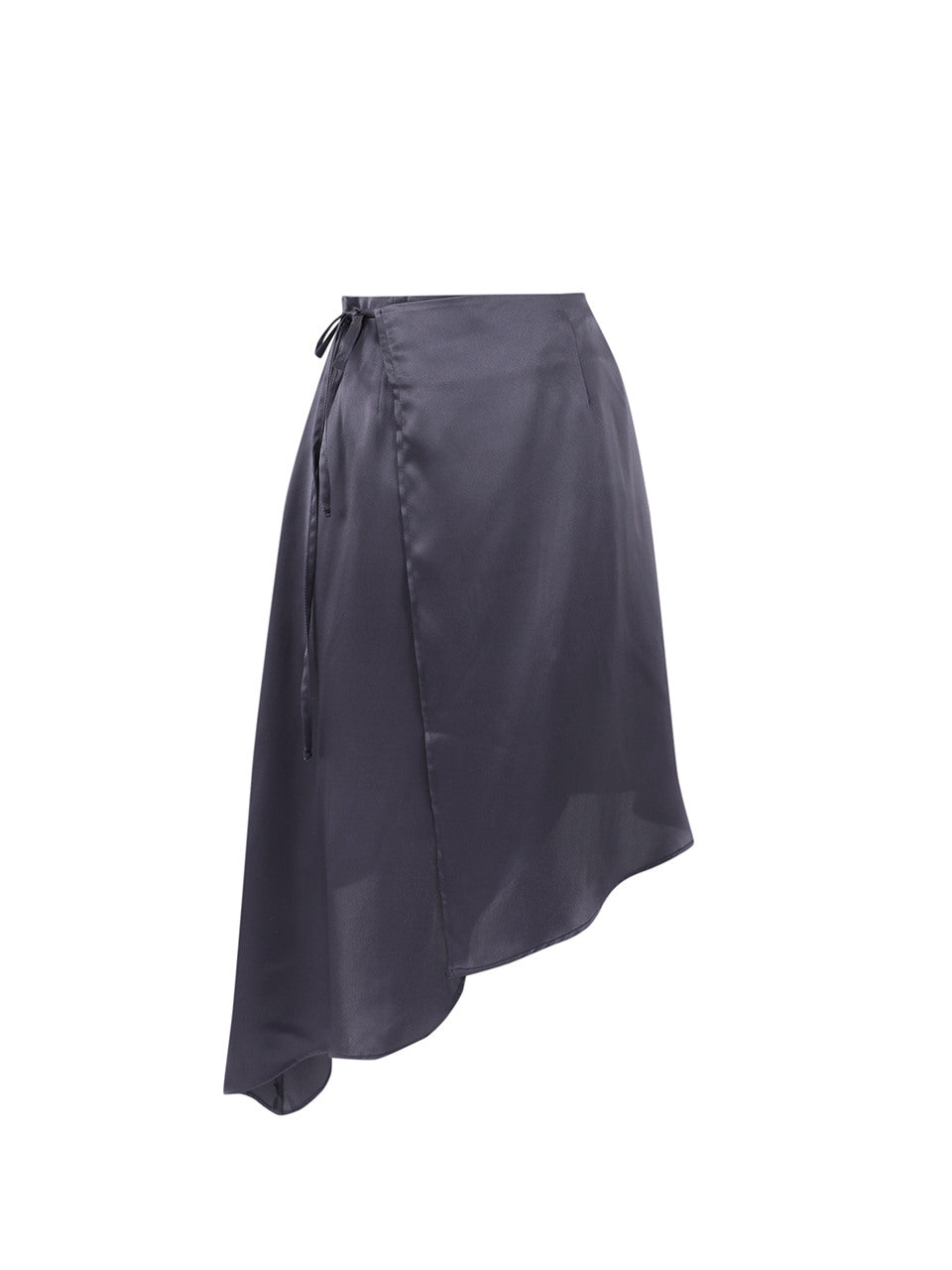 Silk unbalanced wrap skirt (Deep purple navy)