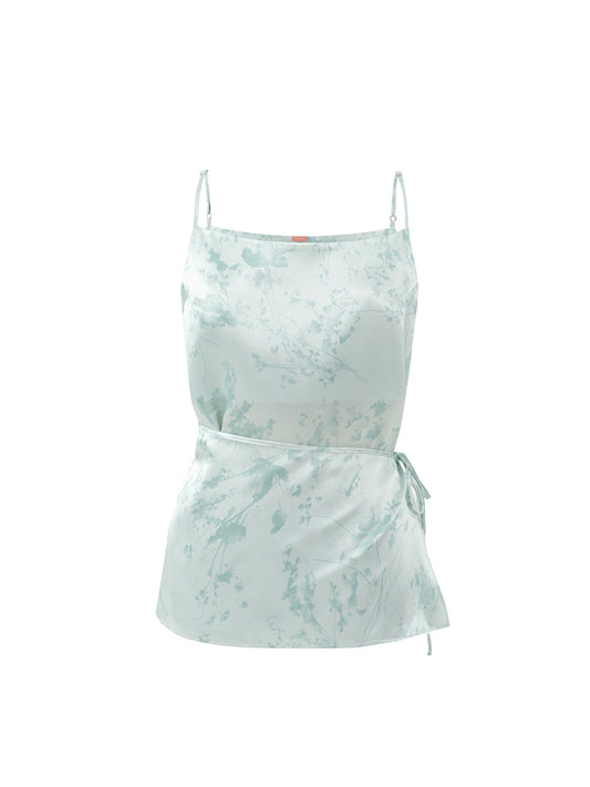 Glossy wrap sleeveless blouse (Tiffany mint)
